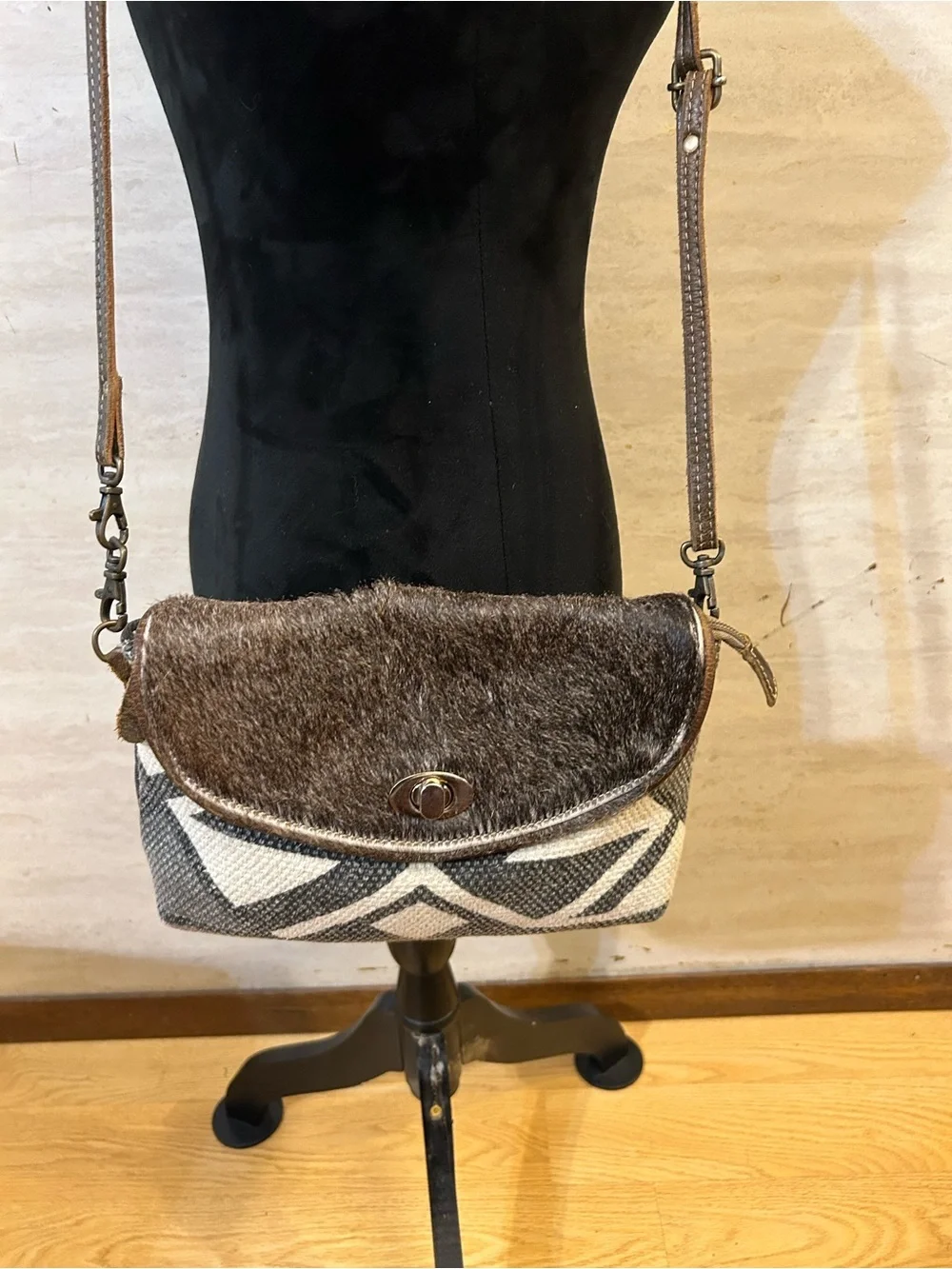 Myra Bag Gray Clandestine Crossbody Cowhide Leather